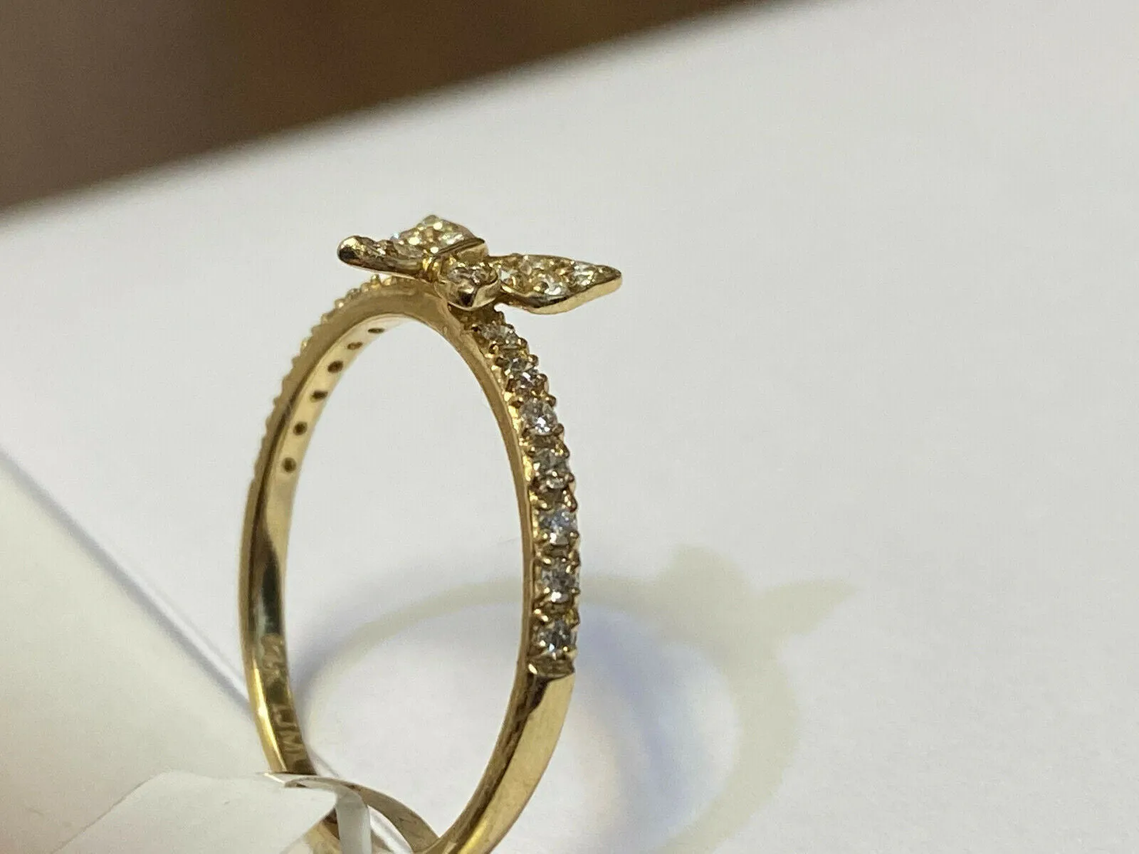 0.25 Carat Natural Diamond Butterfly Ring G SI 14K Yellow Gold