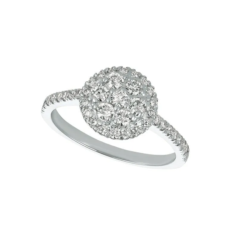0.75 Carat Natural Diamond Ring G SI 14K White Gold