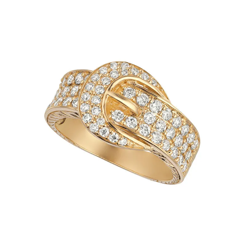 1.00 Carat Natural Diamond Belt Ring G SI 14K White Gold