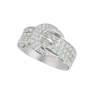 1.00 Carat Natural Diamond Belt Ring G SI 14K White Gold