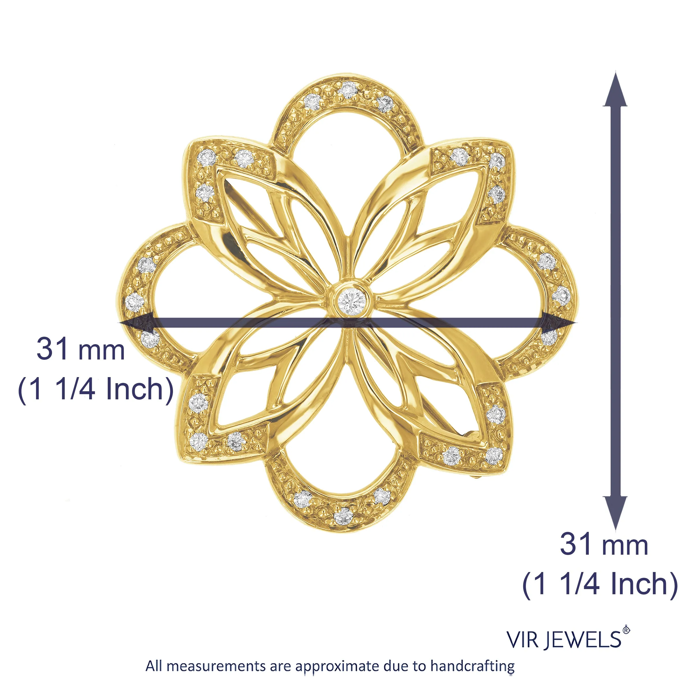 1/4 cttw Diamond Brooch Pin in 14K Gold