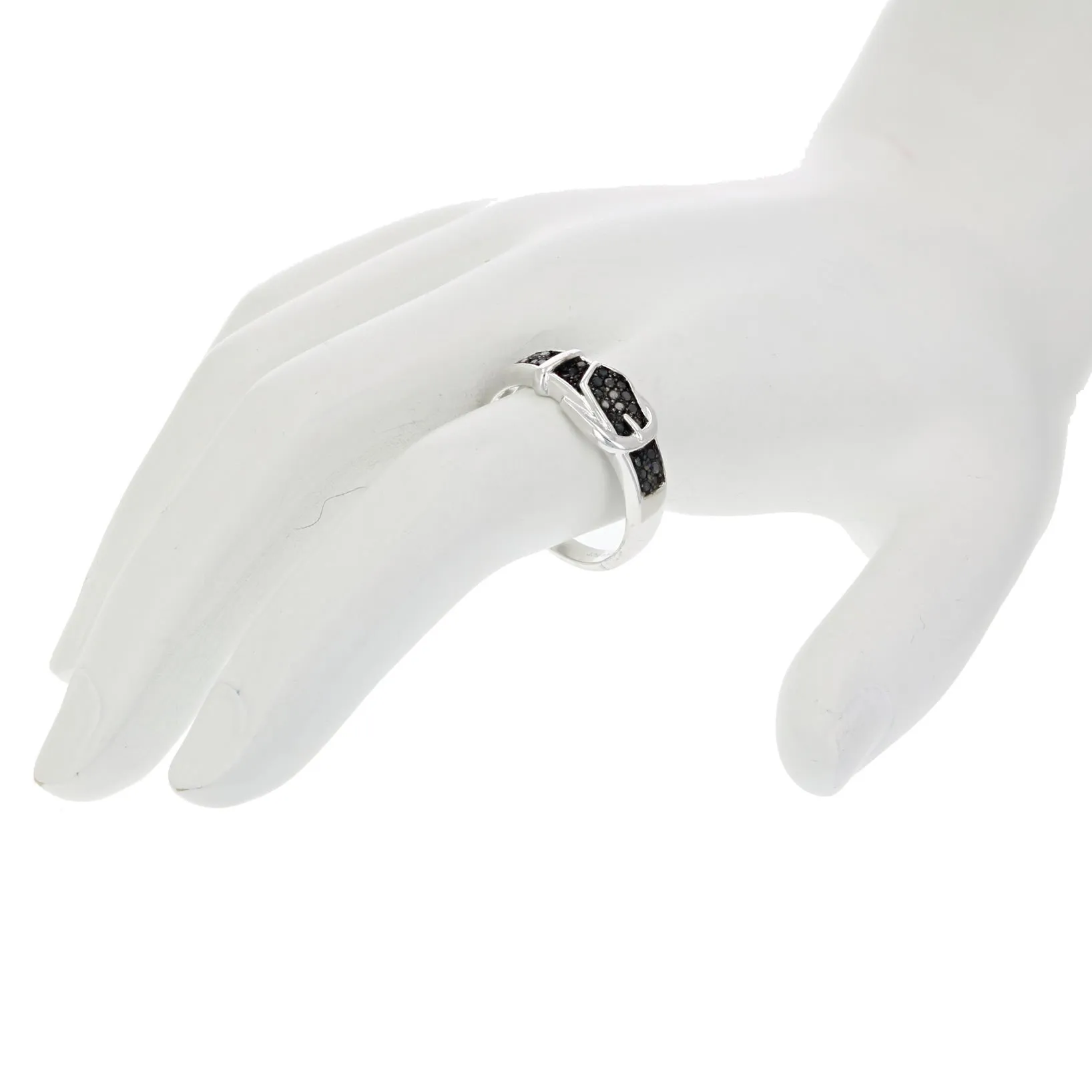 1/6 cttw Black Diamond Belt Band in .925 Sterling Silver