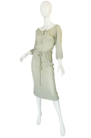 1970s Christian Dior Pale Green Knit Midi Dress