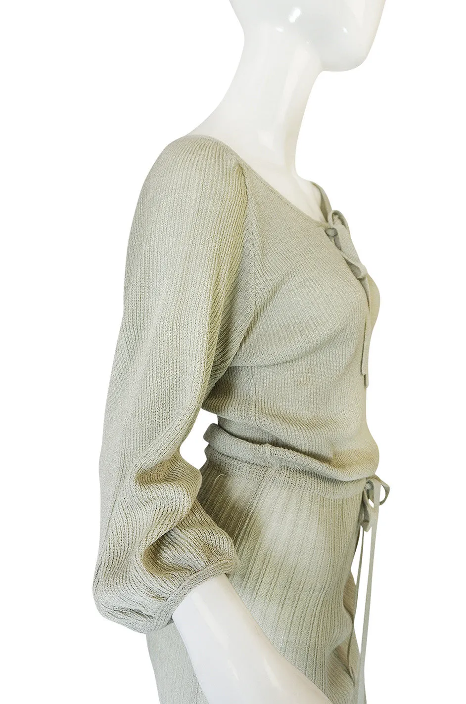 1970s Christian Dior Pale Green Knit Midi Dress