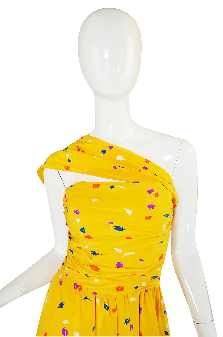 1970s Oscar De La Renta Silk Maxi Dress