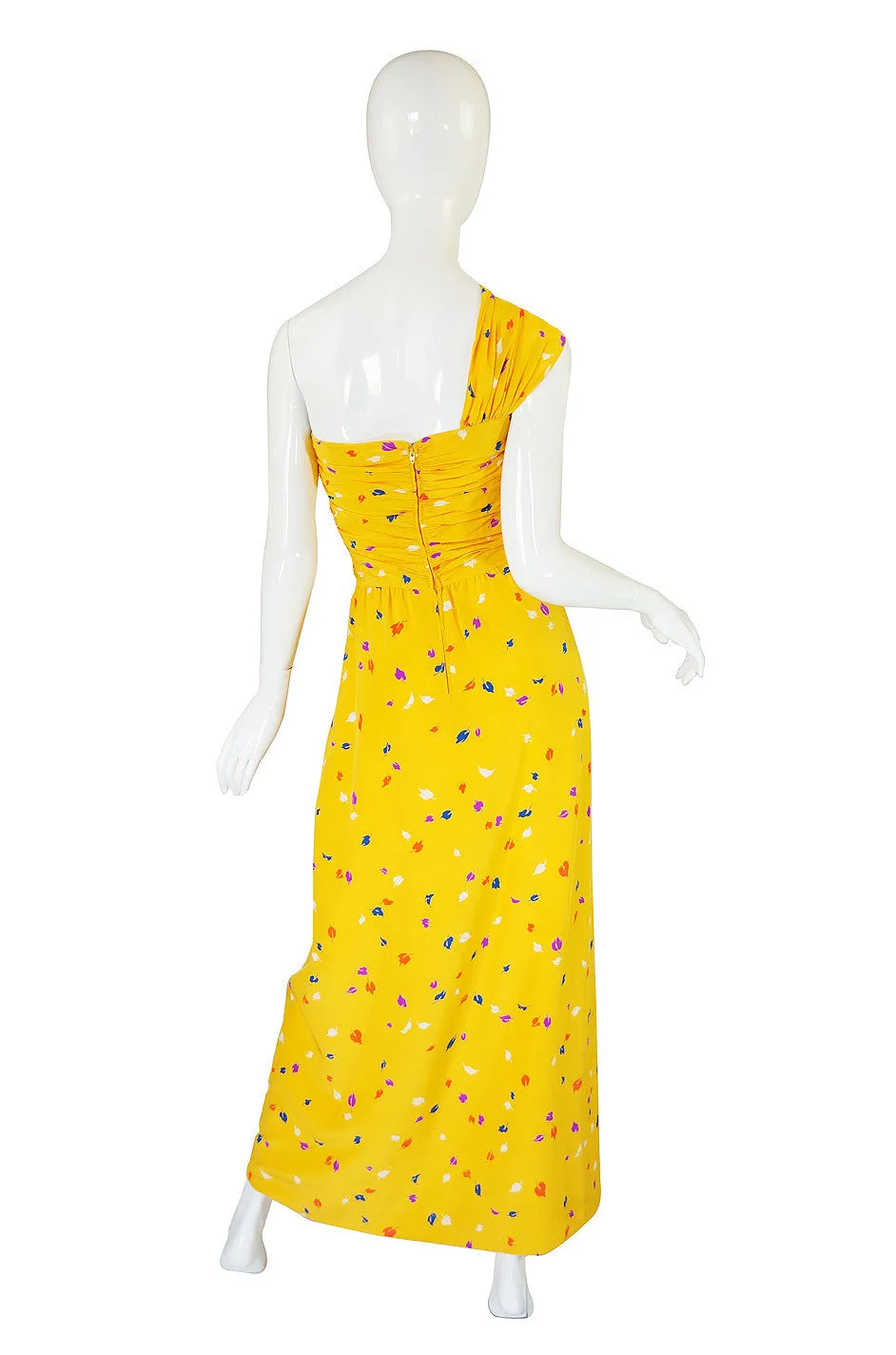 1970s Oscar De La Renta Silk Maxi Dress
