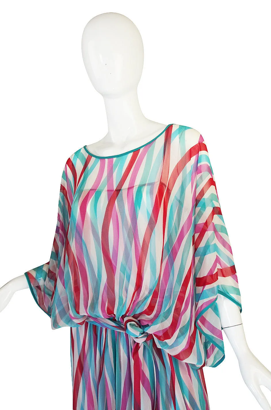 1970s Silk Chiffon Giorgio Sant Angelo Caftan Dress