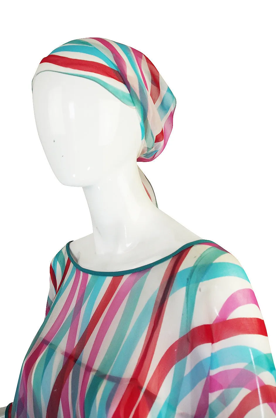 1970s Silk Chiffon Giorgio Sant Angelo Caftan Dress
