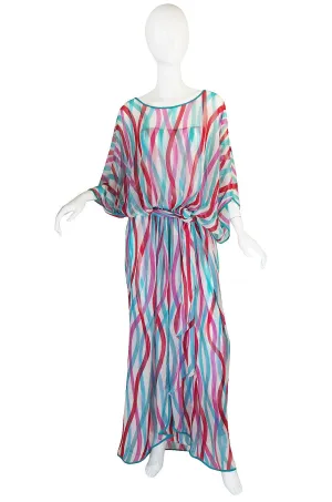 1970s Silk Chiffon Giorgio Sant Angelo Caftan Dress