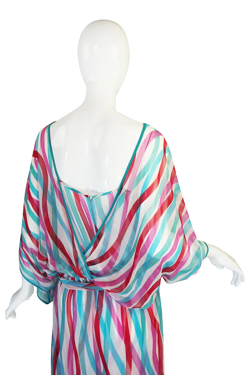 1970s Silk Chiffon Giorgio Sant Angelo Caftan Dress