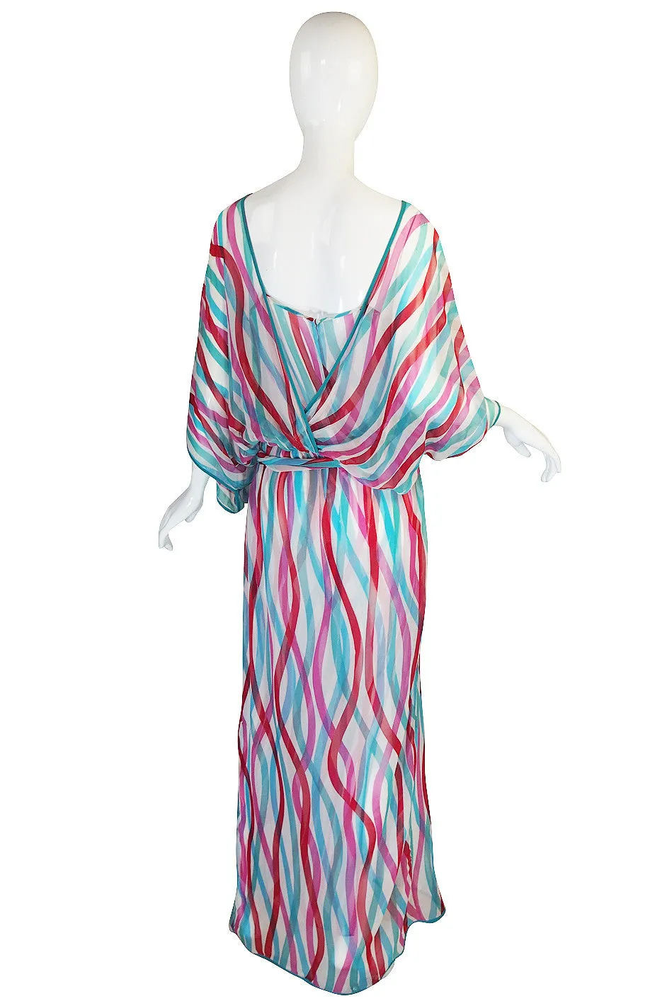 1970s Silk Chiffon Giorgio Sant Angelo Caftan Dress