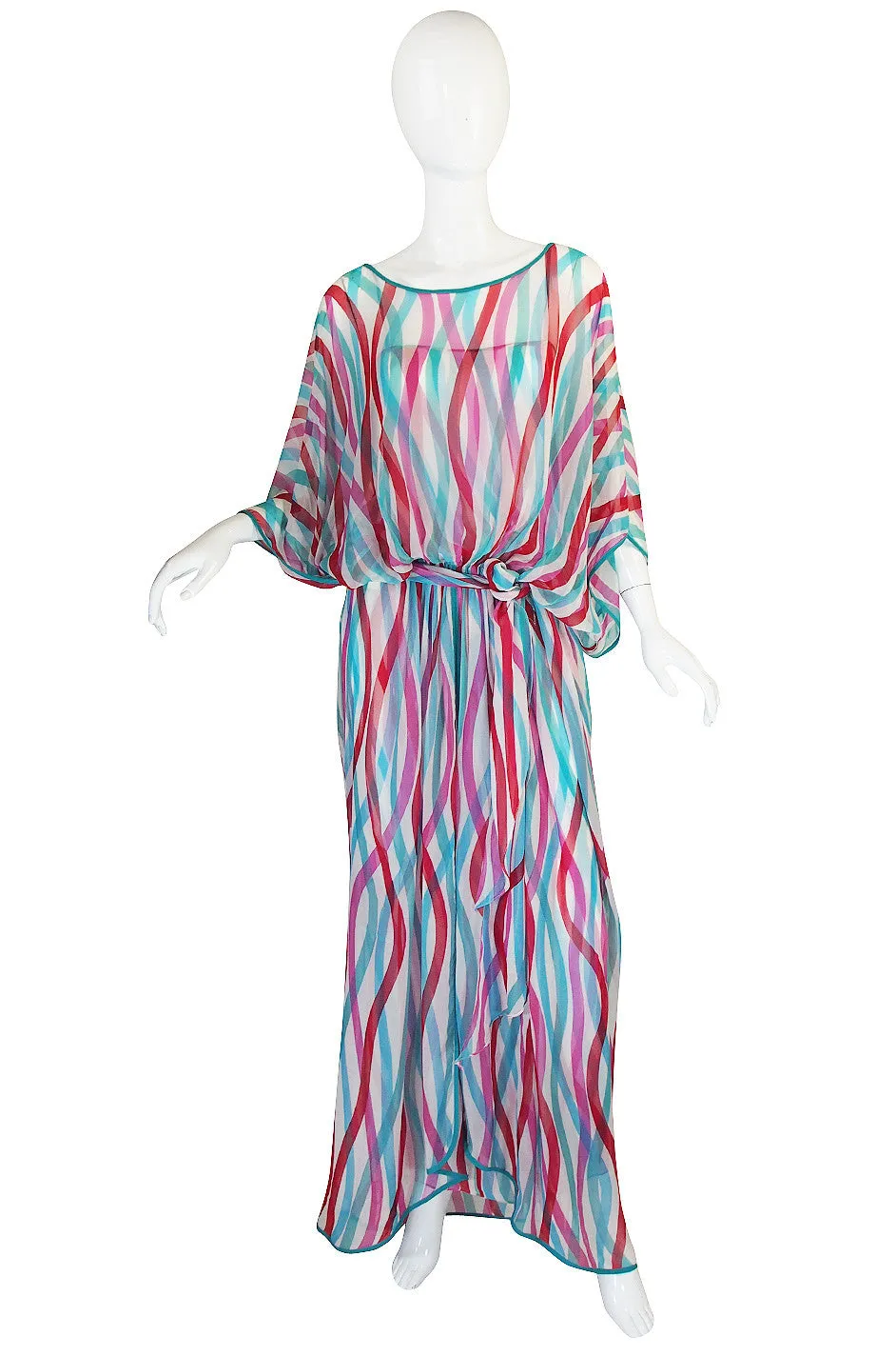 1970s Silk Chiffon Giorgio Sant Angelo Caftan Dress