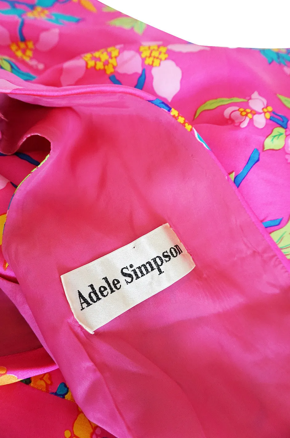 1970s Vibrant Pink Silk Twill Adele Simpson Dress