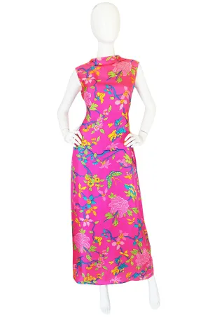 1970s Vibrant Pink Silk Twill Adele Simpson Dress