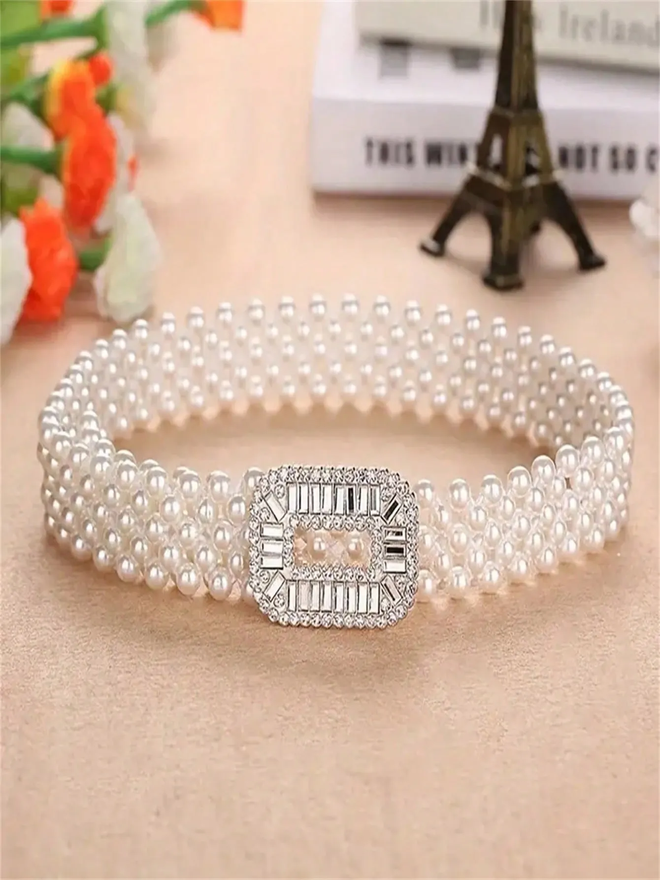 1pc White Pearl Waist Chain Belt- FD ⚡
