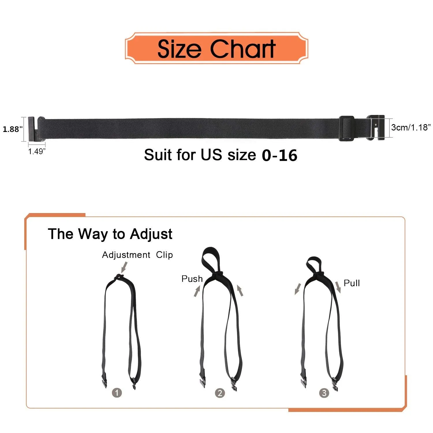 2 Pack Invisible Women Stretch Belt No Show Elastic Web Strap Belt with Flat Buckle for Jeans Pants Dresses