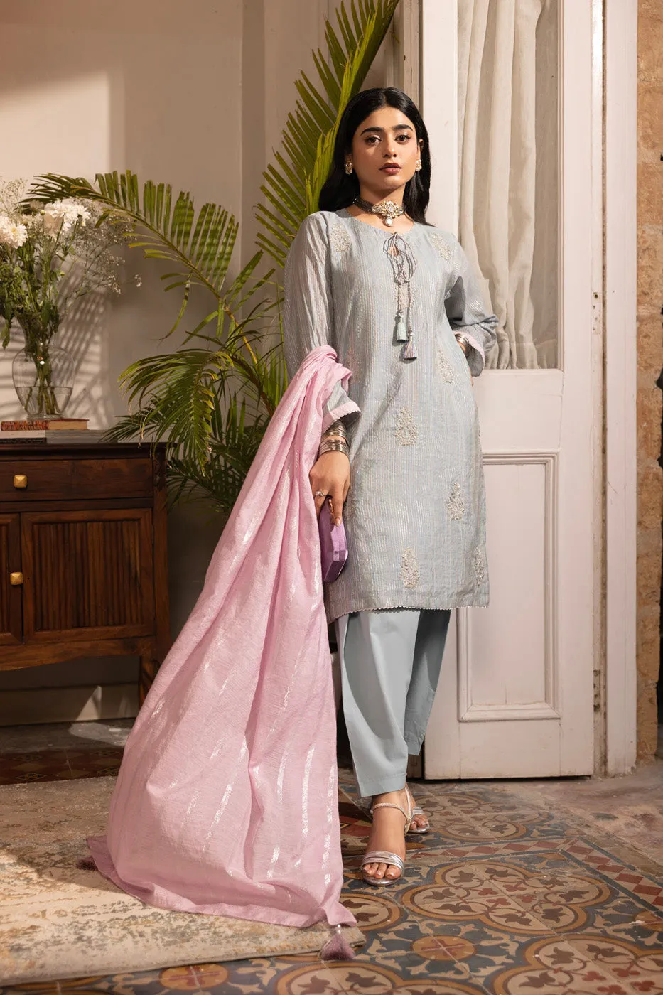 3 Pc Dyed Embroidered Outfit