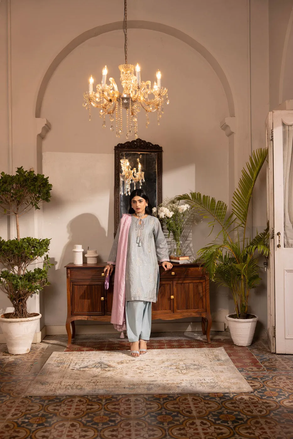 3 Pc Dyed Embroidered Outfit