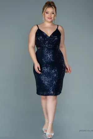 30115 Navy Blue Sequins Strap Dress