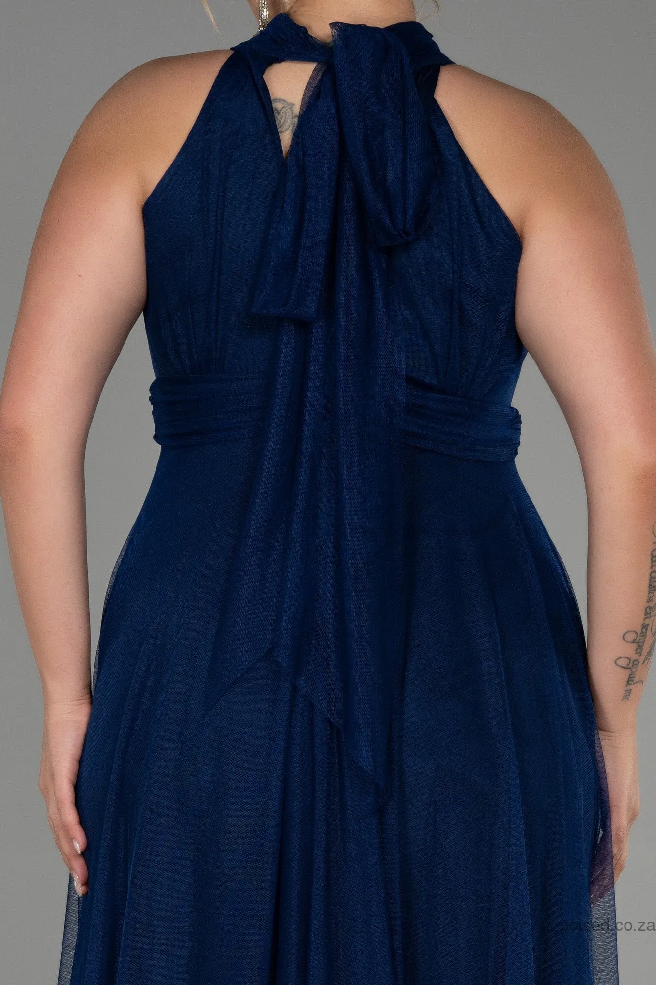 30191 Navy Blue Halterneck Tulle Dress