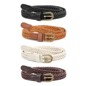4Pack JASGOOD Braided Belt Women  Waist Belt Skinny Woven Belt for Dress