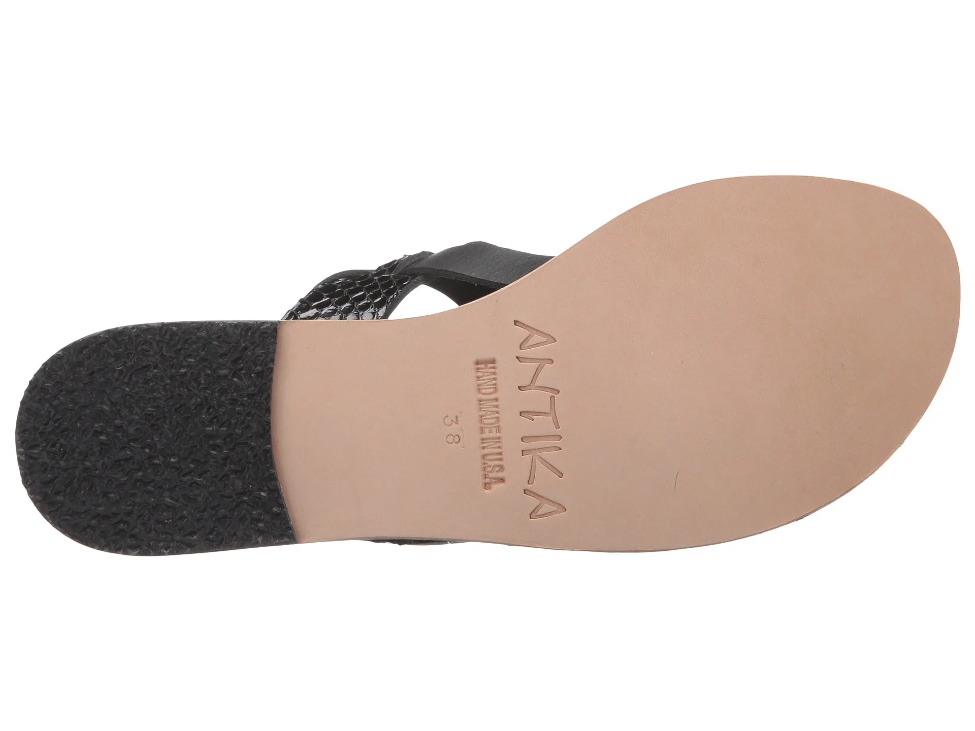 Abbot Kinney Blvd - Leather Snake Skin Sandal | Black