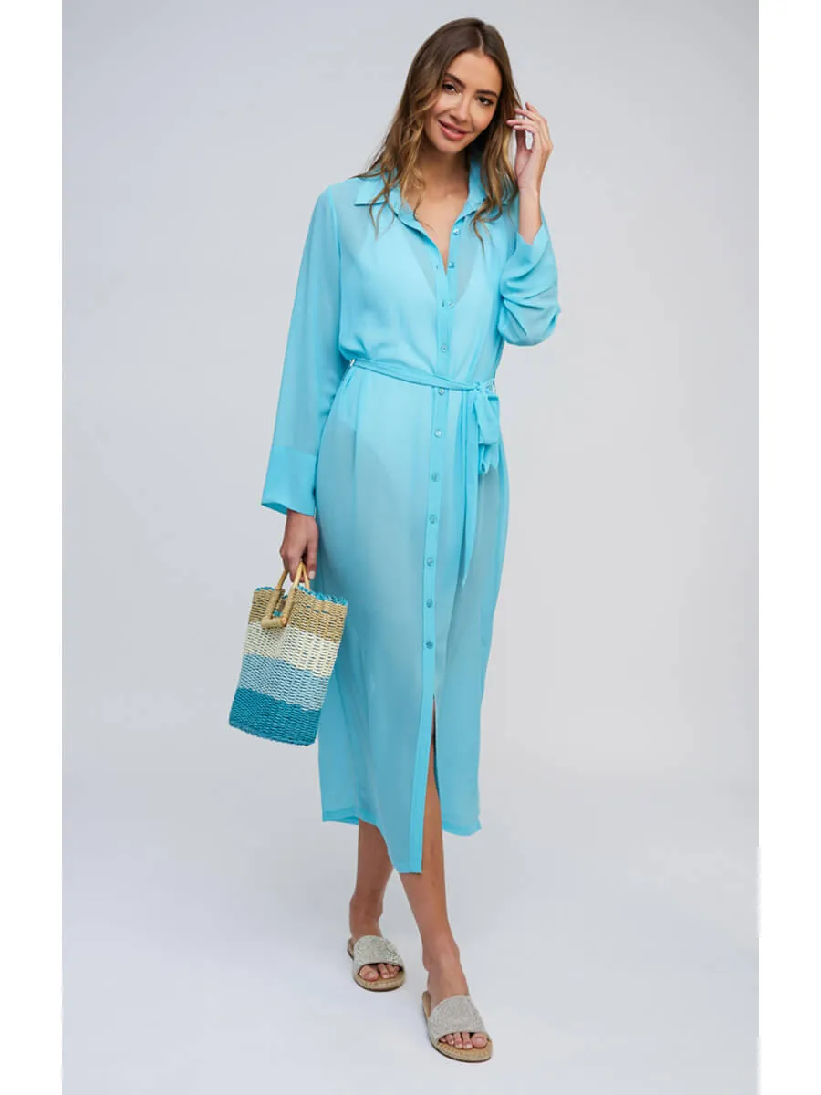 Adanna Shirt Dress In Turquoise