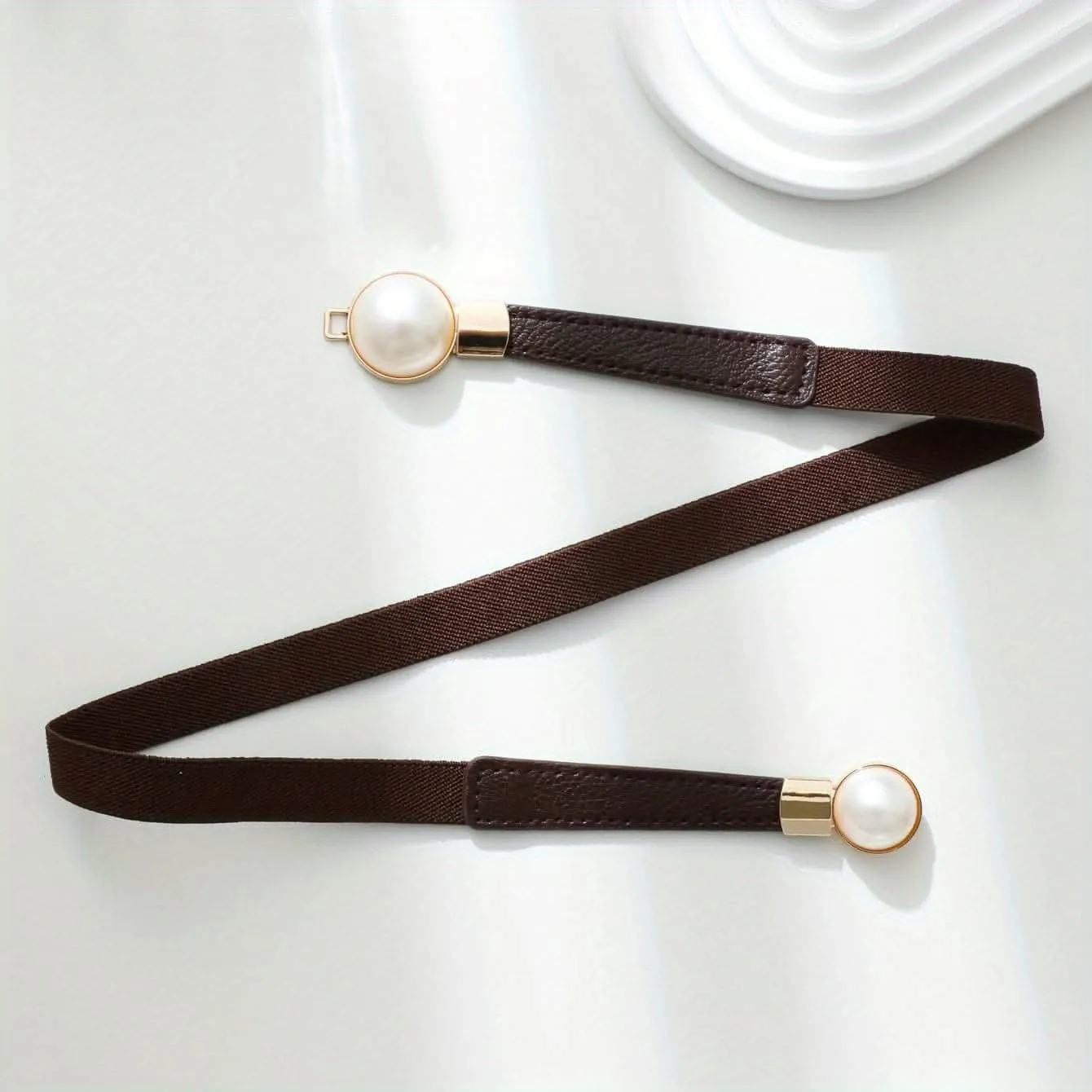 Adjustable Faux Pearl Elastic Waist Belt