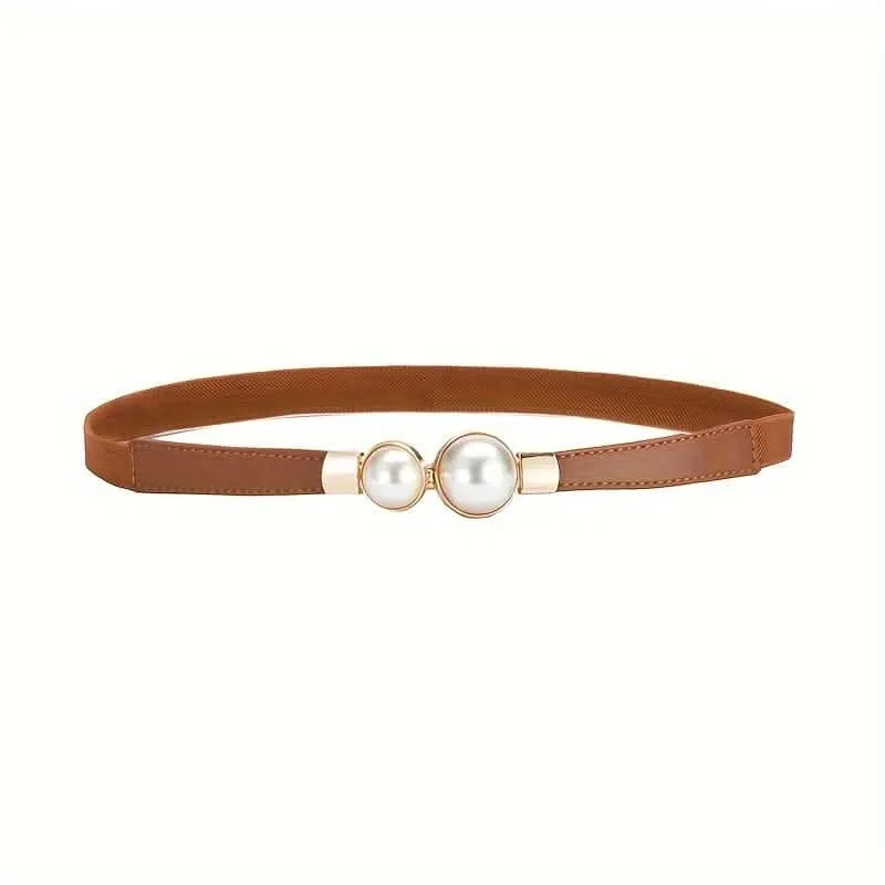 Adjustable Faux Pearl Elastic Waist Belt