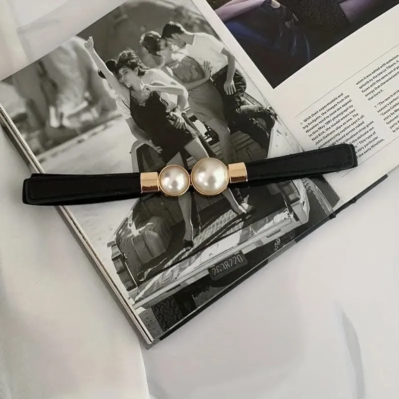 Adjustable Faux Pearl Elastic Waist Belt