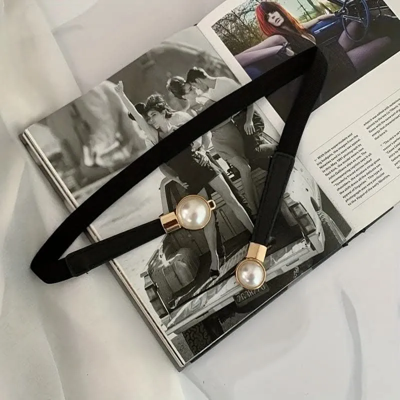 Adjustable Faux Pearl Elastic Waist Belt