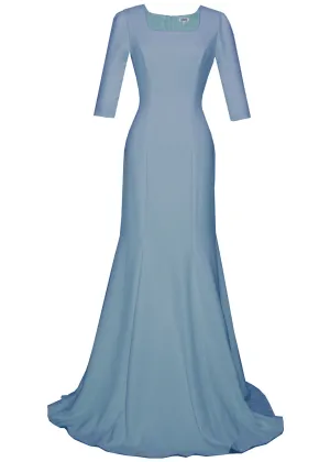 Aletheia Dusty Blue Gown with Sleeves