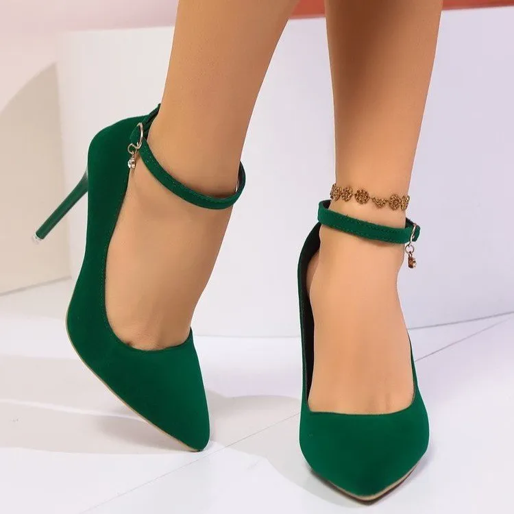 All-Match Pointed Toe Buckle High Heels