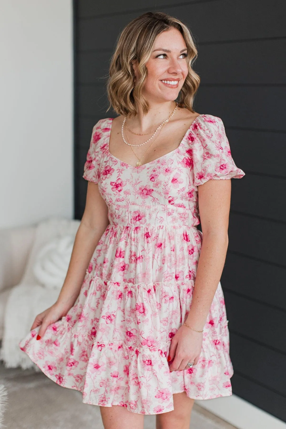 Always Enough Floral Mini Dress- Pink