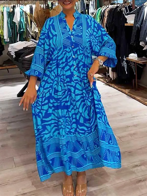 Amira - Women's V-neck Printed Loose Dress