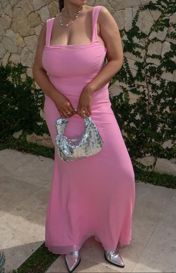 Angelica Rosa mesh maxi dress 