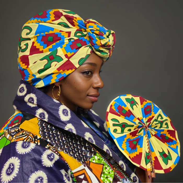 Ankara Scarf with Matching Fan Set