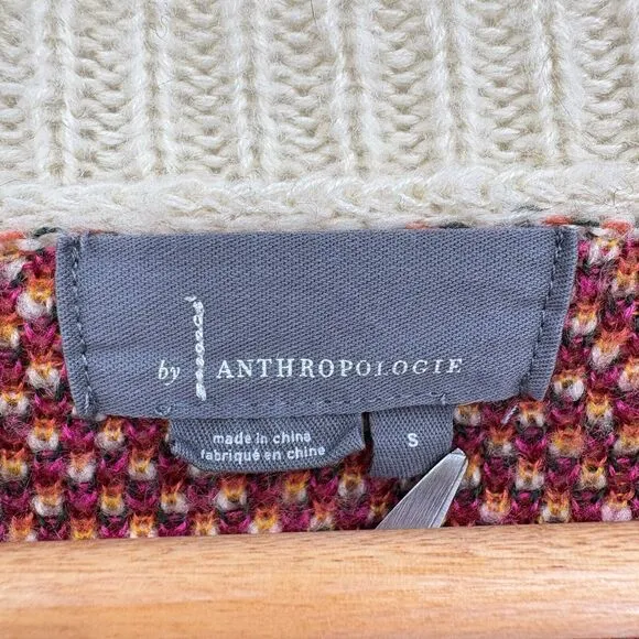 Anthropologie Brooke Floral Wool Blend Knit Long Cardigan Sweater Sz Small, Boho