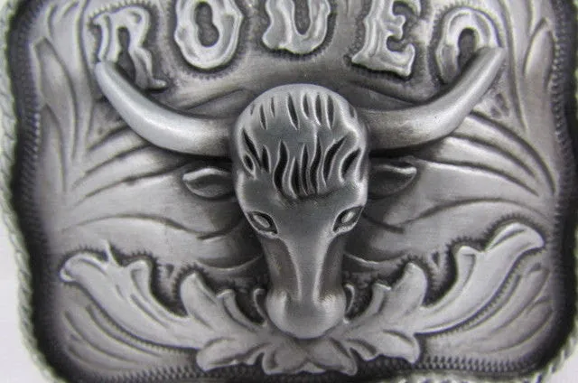 Antique Silver Metal Rodeo Bull Head Skull 3D Belt Buckle Men Cowboy Accessories