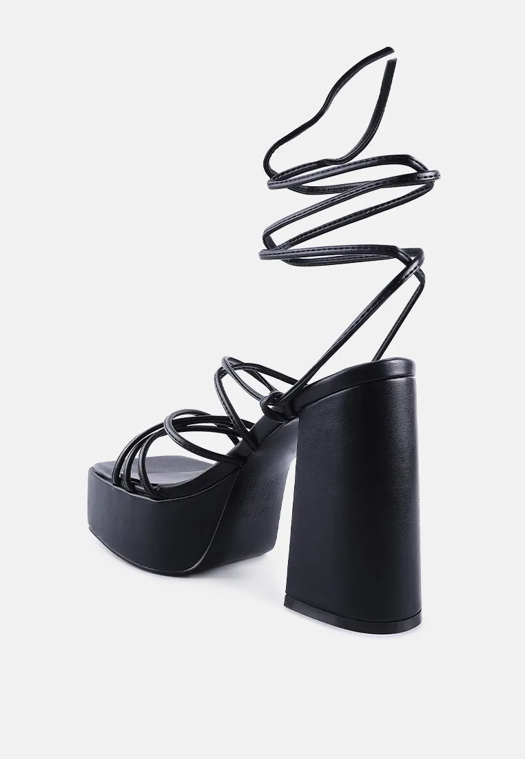 Anvil Metallic Block Heeled Lace Up Sandals By Ruw