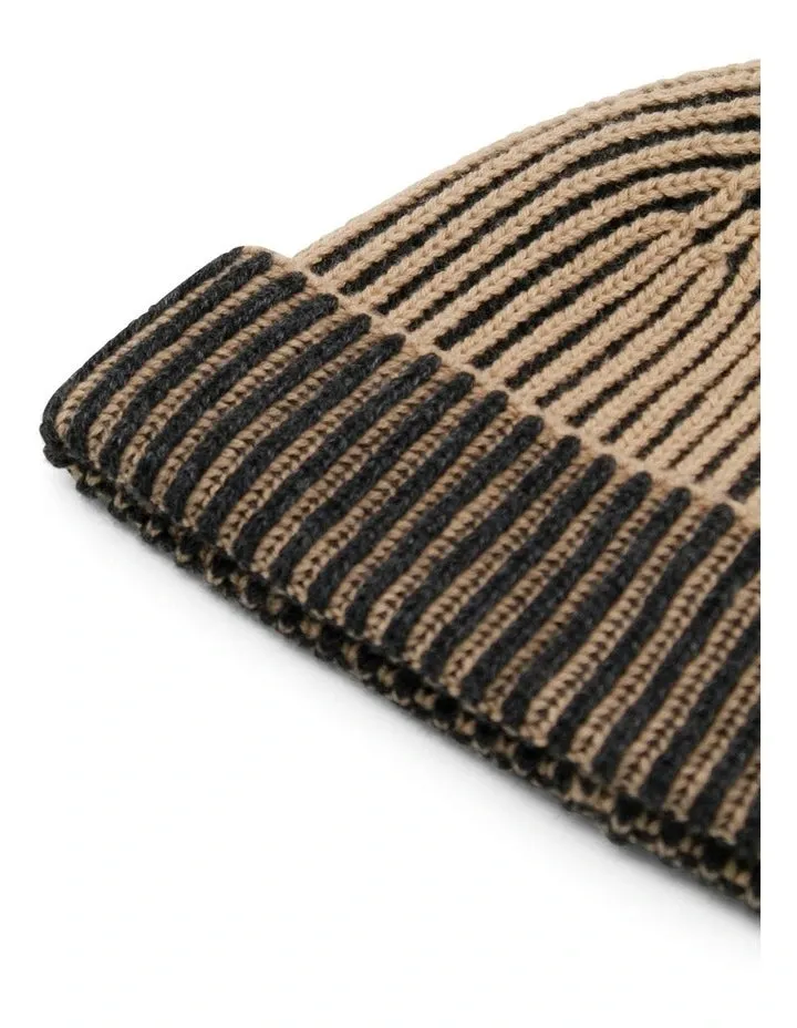Arista Recycled-Polyester Ribbed Knit Scarf  Beige /Charcoal