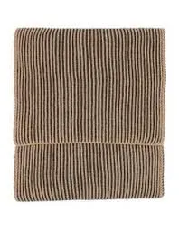 Arista Recycled-Polyester Ribbed Knit Scarf  Beige /Charcoal