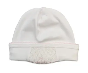 Baby Girl's Pink and White Full Smocked Hat