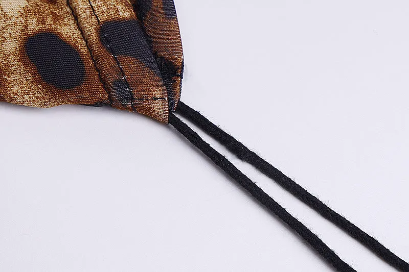Backless Drawstring Strapless Floral Leopard Mini Dresses
