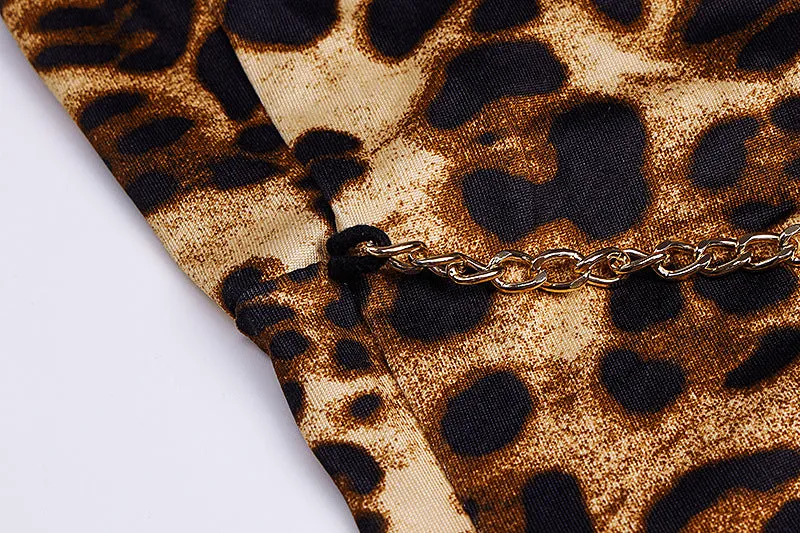 Backless Drawstring Strapless Floral Leopard Mini Dresses