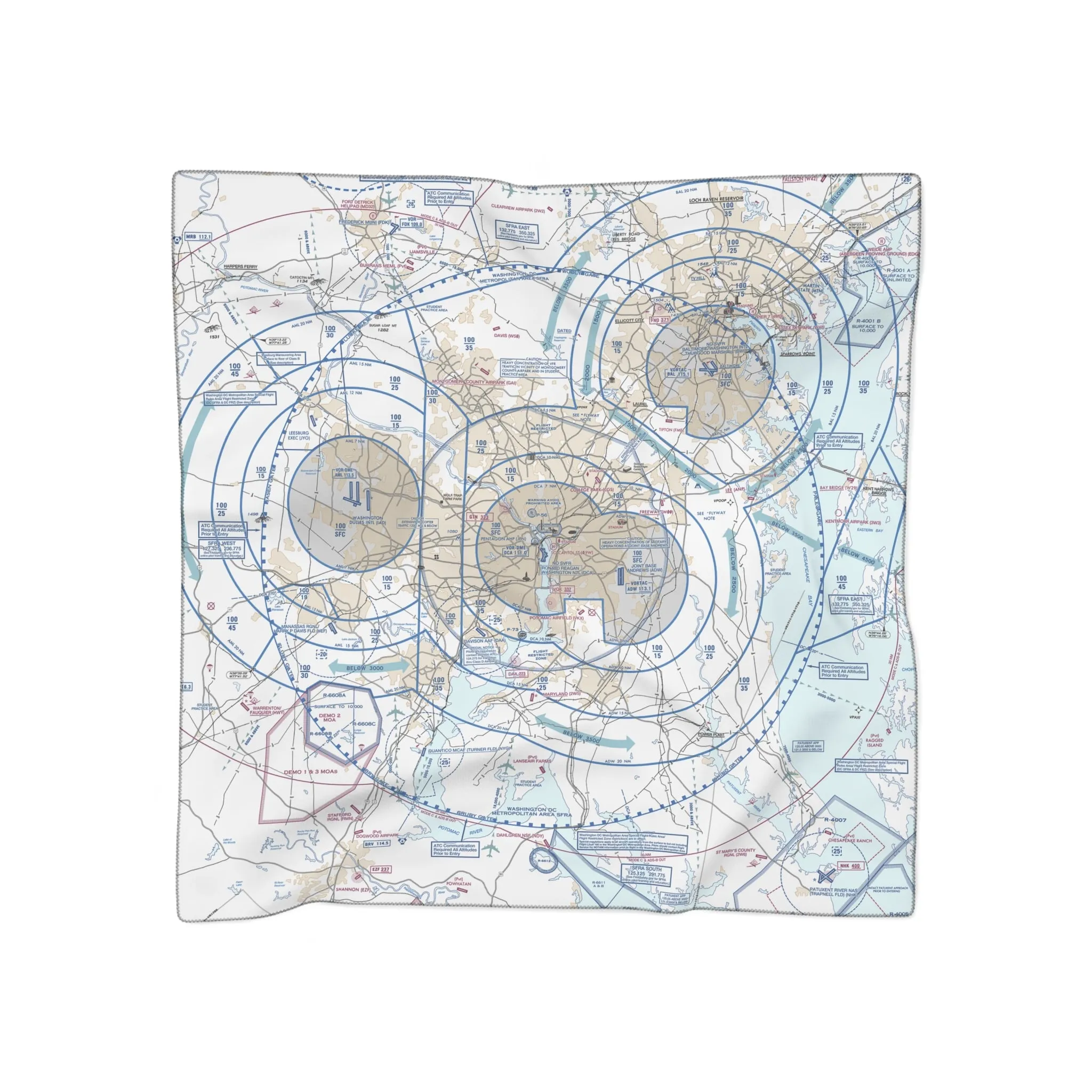 Baltimore-Washington Flyway Chart poly scarf