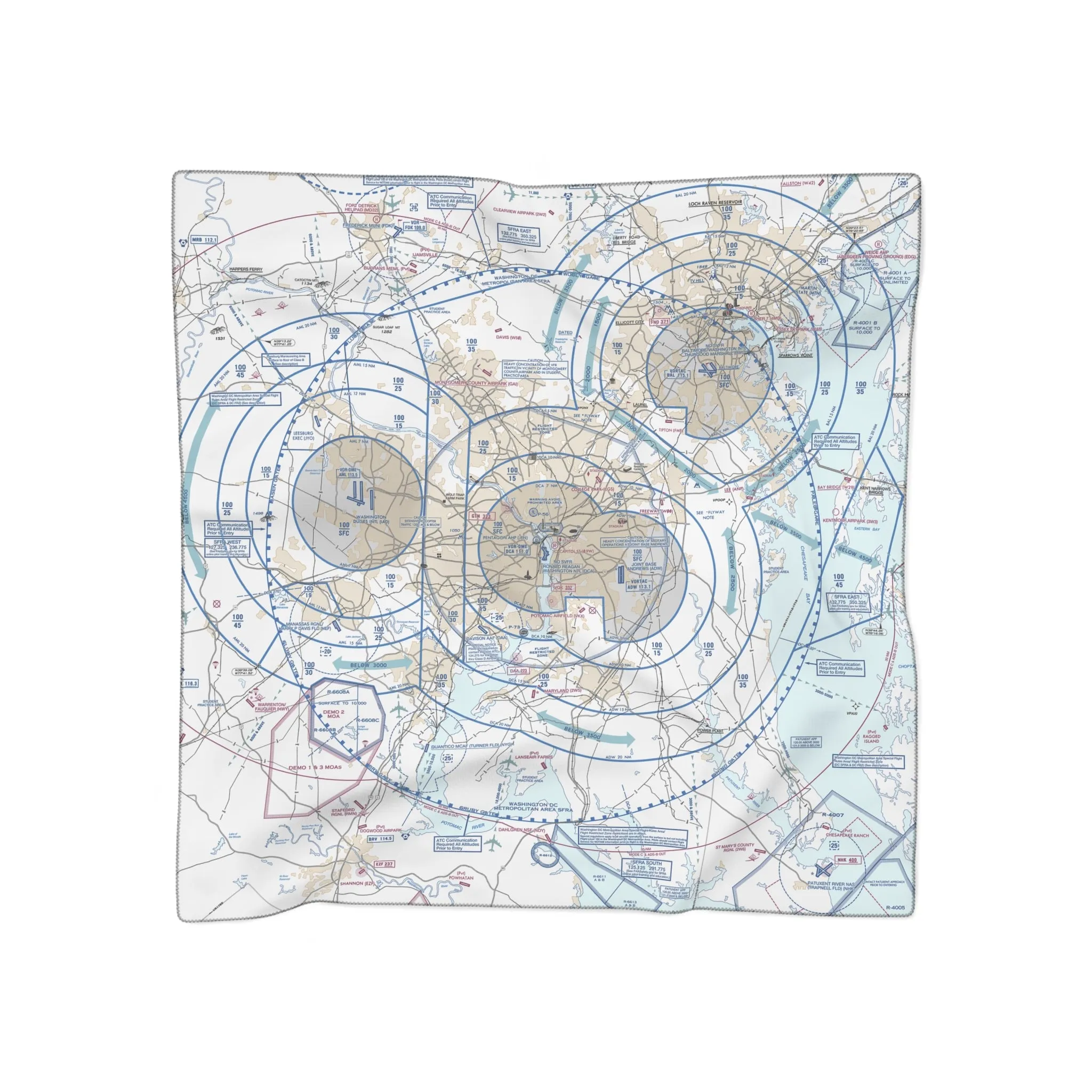 Baltimore-Washington Flyway Chart poly scarf