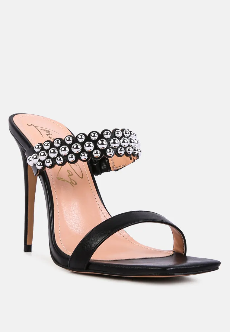 Bandy Stieletto Heel Metal Stud Sandals By Ruw