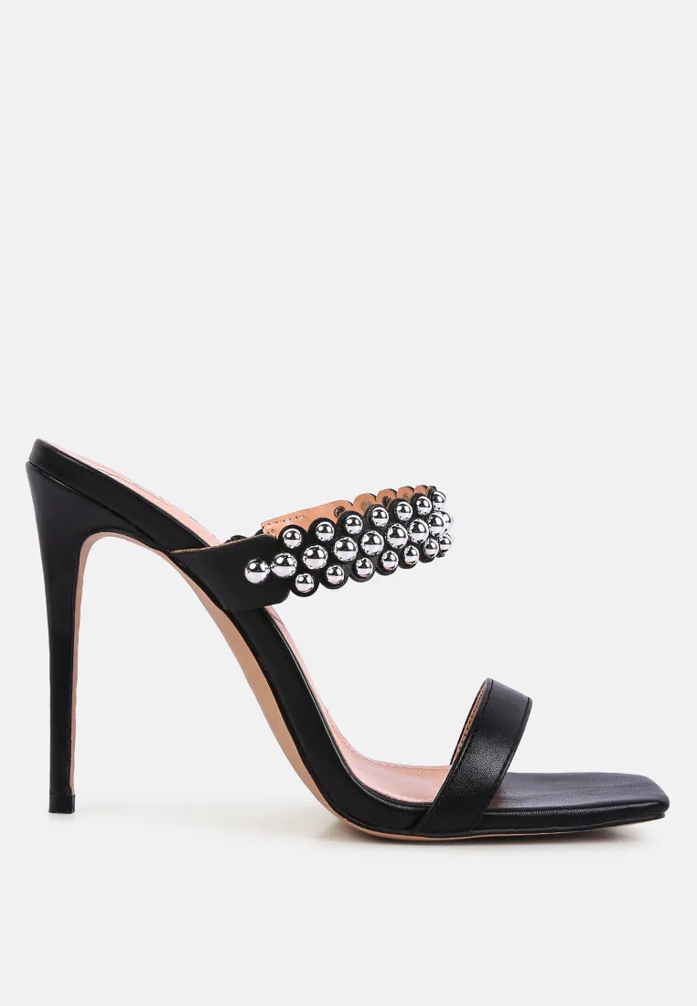 Bandy Stieletto Heel Metal Stud Sandals By Ruw