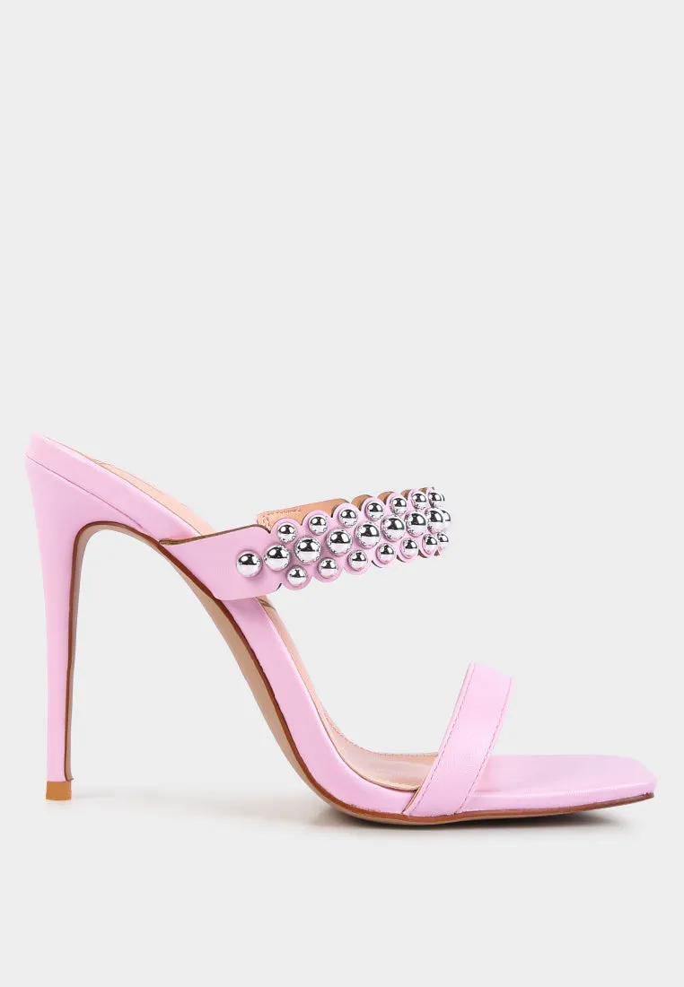 Bandy Stieletto Heel Metal Stud Sandals By Ruw